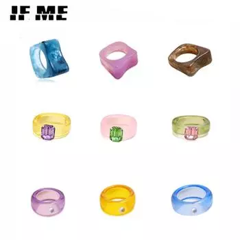 IF ME ретро прозрачное кольцо из смолы с бриллиантами корейские нерегулярные кольца женские модные ювелирные аксессуары