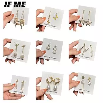 IF ME Ретро серьги с кисточками и жемчугом-бабочкой, нерегулярные золотые серьги, женские модные ювелирные аксессуары 4