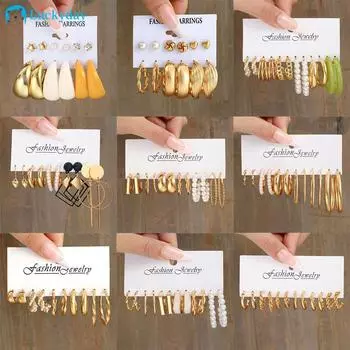 IF ME ретро золотые серьги-кольца из смолы, комплект серег в виде сердца, бабочки и кристаллов для женщин, ювелирные аксессуары