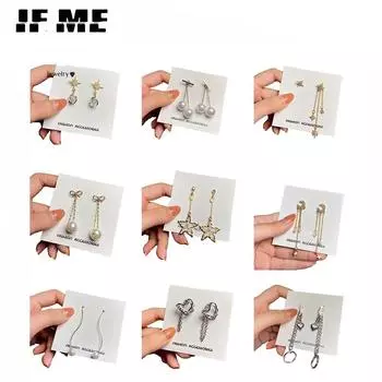 IF ME Ретро Звезда Бантом Жемчужные Серьги Сердце Замок Кисточкой Серьги Ювелирные Аксессуары 2