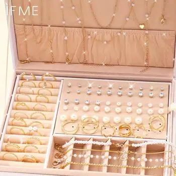 IF ME Роскошный комплект украшений из 83 предметов - Цепочка, браслет, серьги, ожерелья, кольца - Подарок на вечеринку, праздник, повседневная одежда (Коробка в комплект не входит)