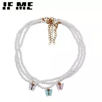 IF ME сердце-колье ожерелье для женщин ожерелья-бабочки кулон воротник колье цепи ожерелье из бисера женские ювелирные изделия ABSMT00413-5431602