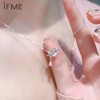 IF ME сердце ожерелье для женщин роскошный циркон кулон серебряные ожерелья цепи аксессуары ювелирные изделия