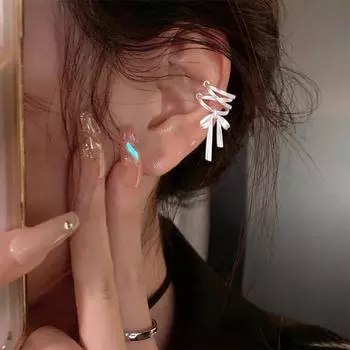 IF ME шелковая лента бант серьги элегантные левые и правые клипсы серьги для женщин ювелирные аксессуары left