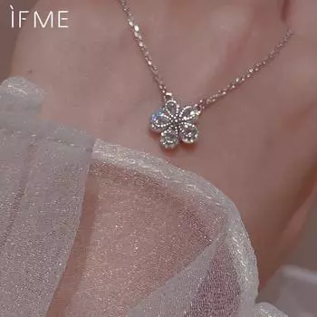 IF ME Сияющее цветочное ожерелье с подвеской из циркония и серебра, цепочка-чокер для женщин, ювелирные аксессуары