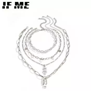 IF ME стимпанк, массивная цепочка в стиле фанк, многослойное ожерелье с замком огня и пламени, подвеска для мужчин и женщин, модное длинное ожерелье, ювелирные изделия ABSMT00394-DY52552