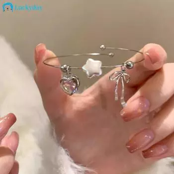 IF ME Sweet Heart Bow Star браслет розовый циркон серебряный браслет с открытием для женщин ювелирные аксессуары