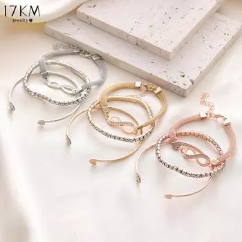 IF ME Трехсекционный ретро-женский браслет с сердечком, простой счастливый браслет в форме восьмерки для женщин, лучший подарок для друзей