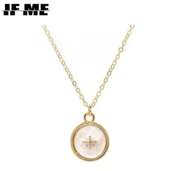 IF ME винтажное золотое ожерелье с подвеской в форме круга для женщин, модное круглое ожерелье с жемчугом и лунным сердцем, трендовые ювелирные изделия, подарки 53159