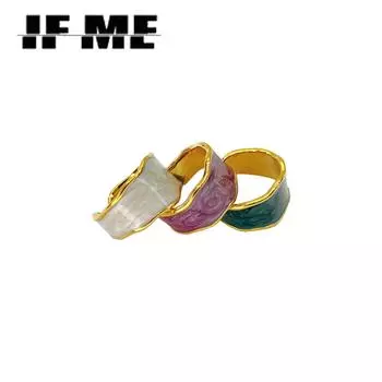 IF ME винтажные геометрические волнистые эмалированные кольца с капельной глазурью для женщин, корейские фиолетовые открытые кольца ручной работы, ювелирные изделия, подарки для путешествий Style 1