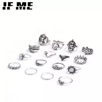 IF ME винтажные готические кольца с черепом и цветком в форме сердца для женщин, хип-хоп, панк, серебряный цвет, кольцо на палец с ангелом, лягушкой и бабочкой, ювелирные изделия CS53054