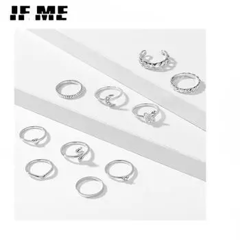 IF ME винтажные кольца на палец в стиле панк, набор для женщин, геометрическая цепочка с луной и звездой, кольцо в виде бабочки, женское модное ювелирное изделие DY52851