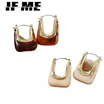 IF ME винтажные прозрачные полимерные геометрические серьги-кольца неправильной формы U-образной формы для женщин и девочек, элегантные красочные серьги, ювелирные изделия для путешествий Style 6