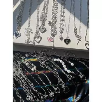 IF ME Y2K модное серебряное ожерелье бабочка в форме сердца колье жемчужный кулон женские ювелирные аксессуары Style 28