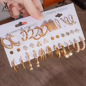 IF ME золотые серьги с искусственным жемчугом, комплект для женщин, модные серьги-гвоздики с цепочкой, висячие серьги-скрепки, гипоаллергенные аксессуары, ювелирные изделия