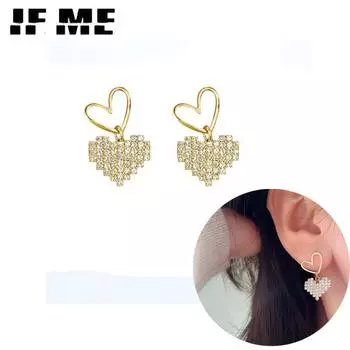 IF MEElegant модные золотые серьги-гвоздики с кристаллами для женщин, серьги-капли в форме сердца, ювелирные аксессуары