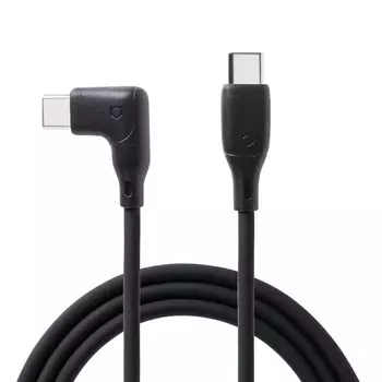 iFace Type-C на кабель 1,2 м Г-образный (черный)[ быстрая зарядка 3A трудно запутаться USB-C и L-образный кабель для зарядки силиконовый материал глаз лицо кабельная стяжка