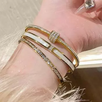 IFME браслеты из нержавеющей стали с цирконом для женщин, индивидуальный бамбуковый браслет с буквами, золотой браслет, аксессуары, ювелирные изделия, подарок 7