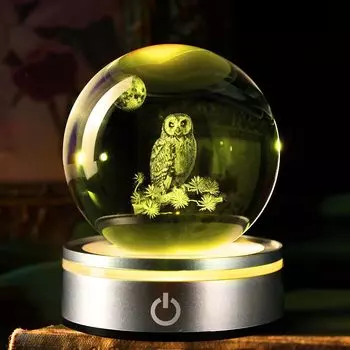 IFOLAINA хрустальный шар 3D Сова подарок на день рождения для женщин Популярное непрямое освещение Милый хрустальный шар Стильная сова светодиодный свет Многоцветное изменение исцеление