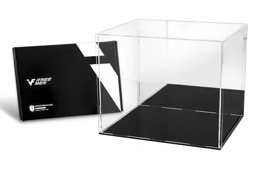 iFREEMEN Large Figure case Acrylic case Collection case black pedestal rear [PREMIUM] (30x25x25cm, + mirror)