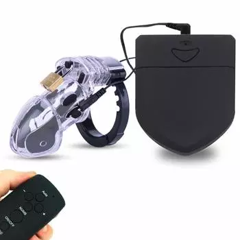ifukens Chastity Belt Замок целомудрия Пластиковый с дистанционным управлением Клетка для пениса Удерживание пениса Обучение SM для мужчин (прозрачный)