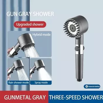 igh-pressure Shower Head 3-mode Adjustable Spray with Massage Brush Filter Rain Shower Faucet Bathroom Accessories 3 inch