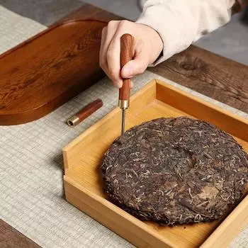 Игла для чая из сандалового дерева, нож для чая из нержавеющей стали с деревянной ручкой, инструменты для приготовления чая пуэр, конусная игла, нож для разбивания кирпича для чая, нож для льда