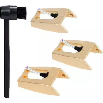 Игла для проигрывателя Алмазные стилусы со щеткой для чистки Деталь для обслуживания фонографа Игла для проигрывателя для проигрывателя