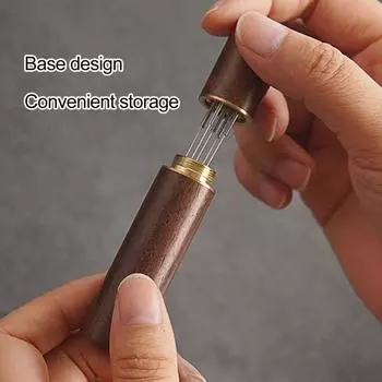 Игла для распределения кофе из нержавеющей стали с 5 иглами, выравнивающий инструмент, тампер для эспрессо, распределитель кофейного порошка, аксессуары для бариста темно-коричневого