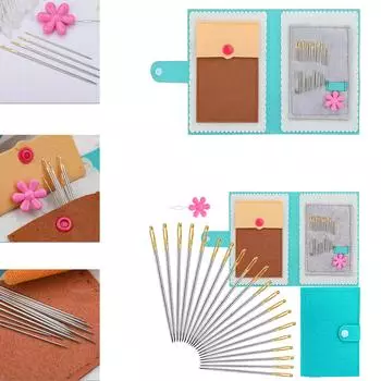 Игла для шитья с большим ушком и удобным чехлом для хранения. Набор острых игл с большим ушком для легкой заправки нити для ручного шитья и вязания.