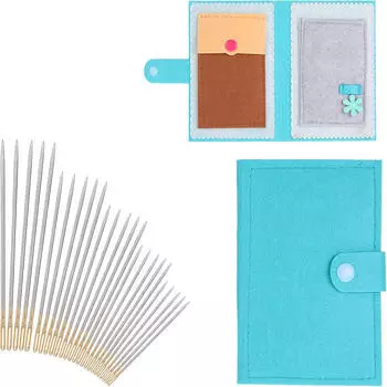 Игла для шитья с большим отверстием и удобным чехлом для хранения. Набор острых игл с большим ушком для легкой заправки нити для ручного шитья и вязания. One Size зелёный