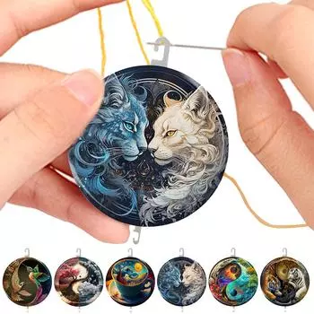 Игла для вышивки крестом, нитевдеватель, швейная игла, многофункциональный инструмент для ручного шитья на швейной машине 5x5 см, круглый для художественных поделок