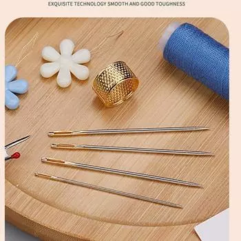 Игла с большим ушком для ручного шитья, игла для вышивания с нитковдевателем, напёрстком и футляром для хранения для ремонта одежды