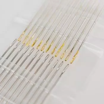 Игла с серебряным наконечником и золотым хвостиком, боковое отверстие, игла для ручного шитья и вышивания без ниток. Tail needle side opening серебряный