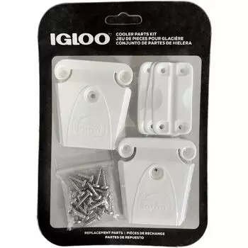 Комплект пластиковых деталей для охладителя Igloo Cooler 2. 3 запорных стойки — защелки, петли и винты. белый
