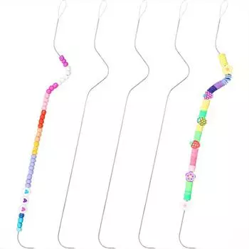 Иглы для прядения бисера Giantree, 5 шт., 7,48 дюйма, нержавеющие иглы для прядения бисера, эргономичный дугообразный дизайн, большой изогнутый глаз для бисероплетения