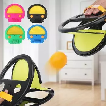 Игра «Бросай и лови мяч» для ракетки Сенсорная интеграция Взаимодействие родителей и детей Игрушки для улицы Для детей и взрослых Спортивные развлечения 2Balls 1Racket розовый