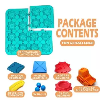 Игра Build-A-Track Plus и Road Builder — логические игрушки-головоломки для детей, развивающие игрушки STEM, подарки для головоломок Light blue 1 car + 3 beads