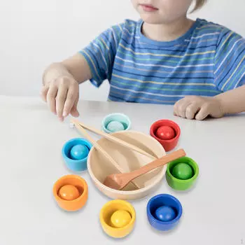 Игра для детей «Соедини цвета с чашками и шариками» — развивающий набор игрушек 7 colors