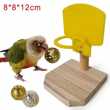 Игра для домашних животных Попугай Баскетбол Жевать Мячи Головоломка Играть Игрушка Стрелять Птица Random Color