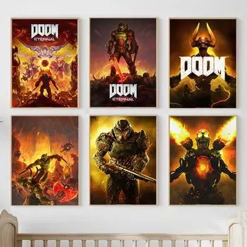 Игра DOOM видео классический игровой постер настенная живопись на холсте картины для гостиной домашний декор принты плакаты 21x30cm No Frame