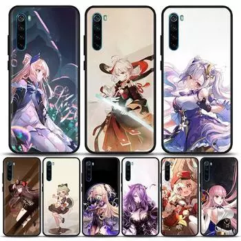 Игра Genshin Impact аниме мультфильм чехол для телефона для Redmi Note 10 11 11S 11E 7 8 8T 9 9S 9T Pro Plus 4G 5G черный мягкий чехол из ТПУ Redmi Note 7
