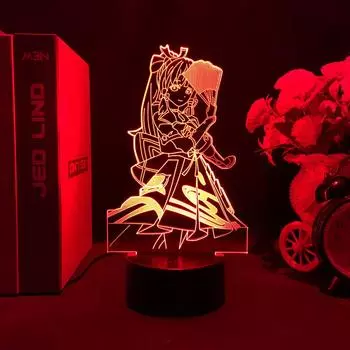 Игра Genshin Impact mode Камисато Аяка 3d ночник Декор для спальни детские подарки на день рождения прикроватная лампа