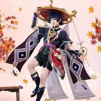 Игра Genshin Impact Scaramouche Косплей Костюм Косплей Genshin Impact Scaramouche наряды шляпа костюм парик Cos Хэллоуин xxxl