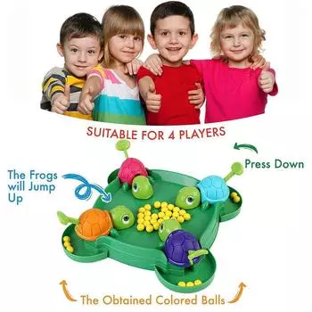 Игра Hungry Turtle Интерактивная настольная игра Eat Ball Frog для 2–4 игроков * 36pcs beans