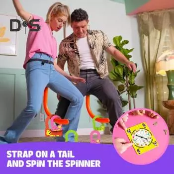 Игра «Хвост обезьяны» Веселая настольная игра для вечеринок с друзьями и семьей День рождения Рождество Наденьте надувной хвост обезьяны Вращайтесь и выигрывайте бананы A