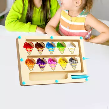 Игра-лабиринт с цветами и числами Монтессори-игрушки для детей 3, 4, 5 лет, малышей, детей, мороженого Ice Cream