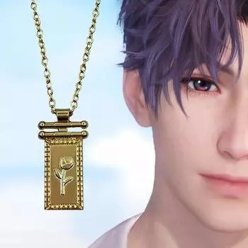 Игра «Любовь и глубокий космос», Rafayel, ожерелье для косплея, квадратный кулон с цветком, золотая цепочка, колье, аксессуары для костюма, реквизит, подарки