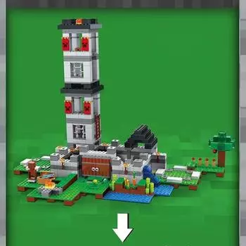 Игра Мой Мир Крепость Смотровая Башня Нажимная Плита Двери Ферма Тюрьма Строительный Блок Игрушки с Моделью