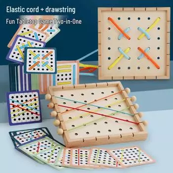 Игра нанизывание эластичной веревки для дошкольников: Концентрация и Логическое Мышление Строительные Блоки